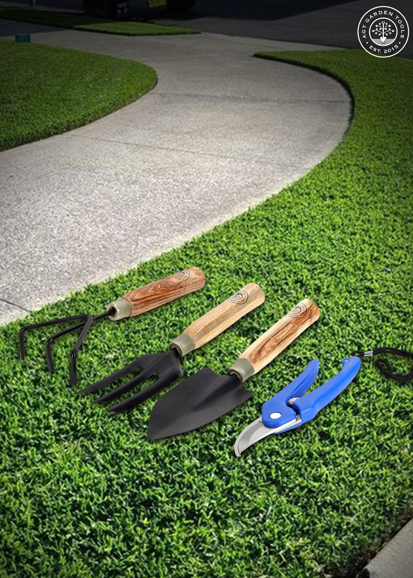AGT® Tool Set Big Trowel, Hand Fork, Hand Rake & Pruner/Cutter for Garden Tool Kit – Durable, Rust-Resistant Tools for Home Gardening in India