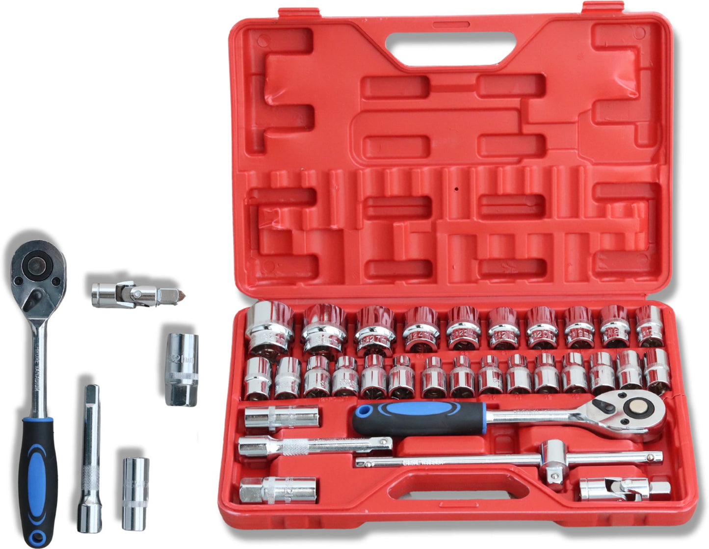 32-Piece Heavy Duty Socket & Ratchet Wrench Set with Carry Case