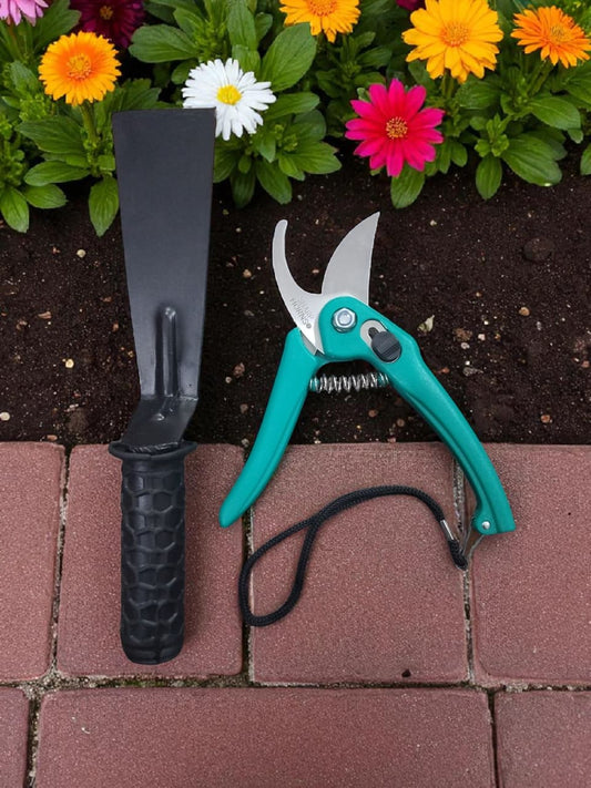 AGT®  Gardening Tool Combo – Heavy-Duty Pruning Shear Cutter & Hand Weeder for Home Garden, Lawn & Pots