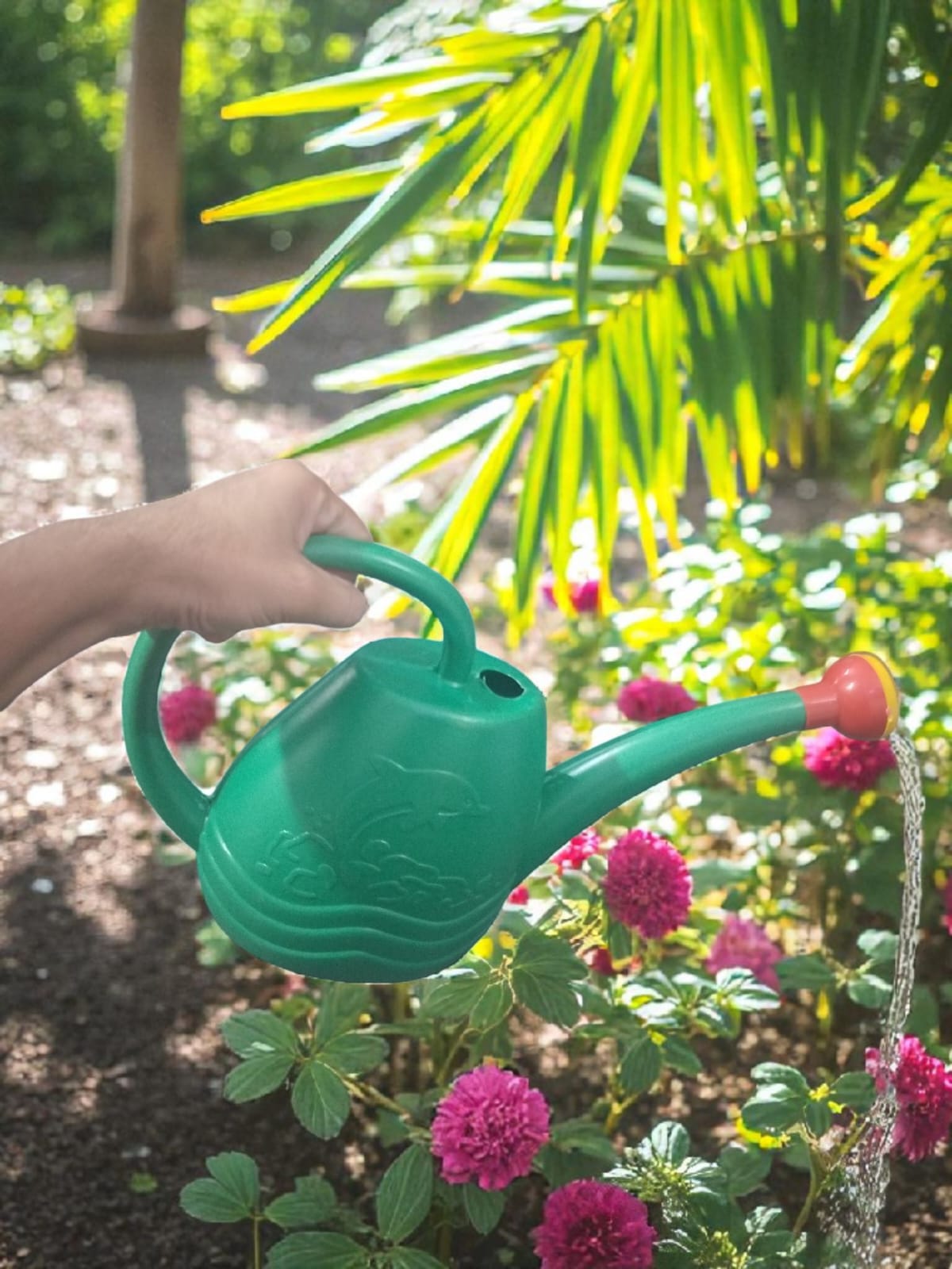 AGT® Premium Gardening Combo – Green Plastic Watering Can (5L) & Blue Pruning Shear Cutter for Home Garden Plants