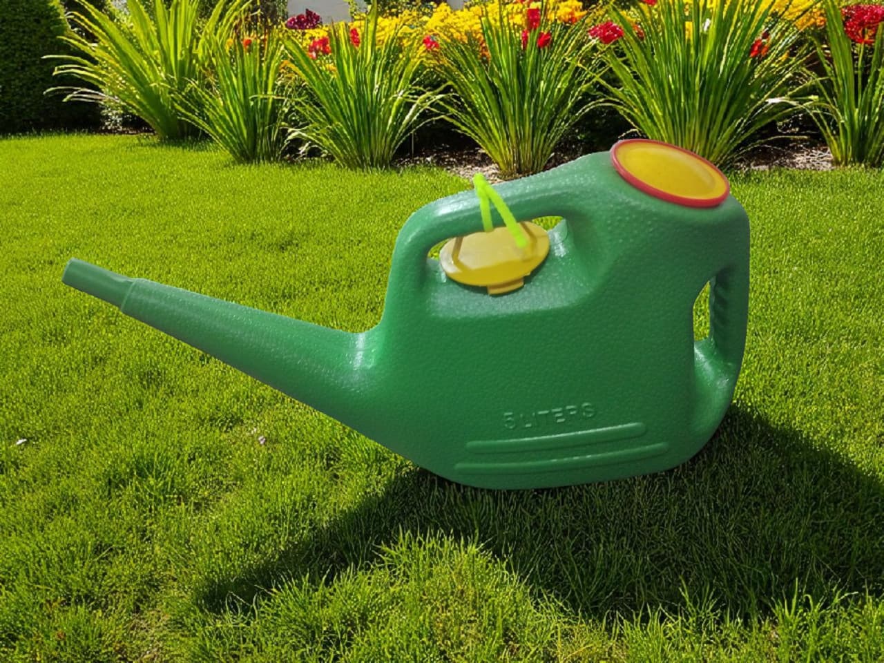 AGT®  Premium Gardening Combo – 5 Litre Green Watering Can with Blue Pruning Shear Cutter for Home, Balcony & Outdoor Plants