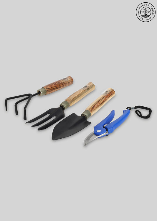 AGT® Tool Set Big Trowel, Hand Fork, Hand Rake & Pruner/Cutter for Garden Tool Kit – Durable, Rust-Resistant Tools for Home Gardening in India