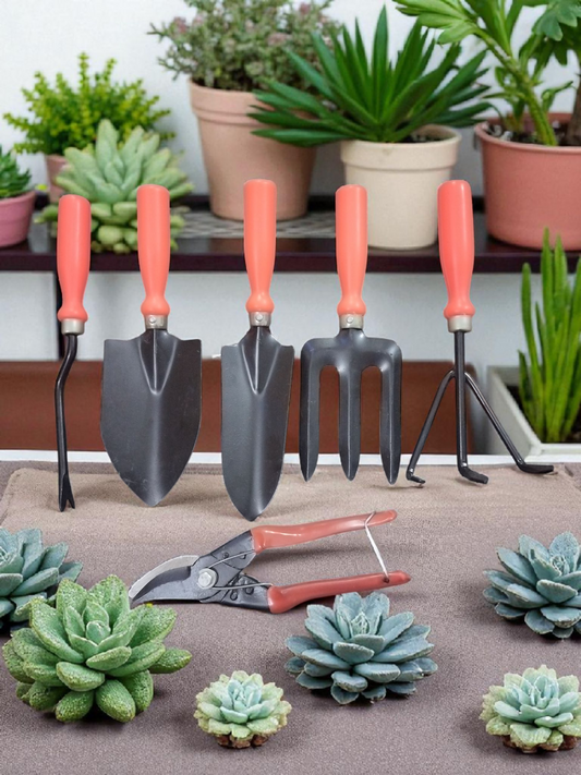 AGT® Set of 6 Tool Kit - Weeder,Trowel Big,Trowel Small,Cultivator,Fork, Garden… – Durable, Rust-Resistant Tools for Home Gardening in India