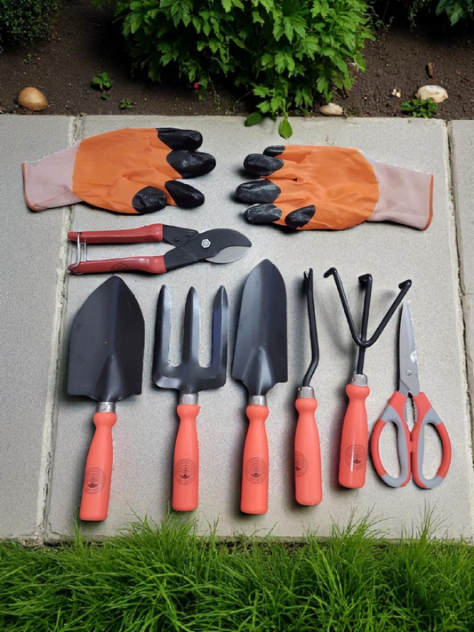 AGT® 9 Piece Garden Tool Set A5 Garden Tool Kit – Durable, Rust-Resistant Tools for Home Gardening in India
