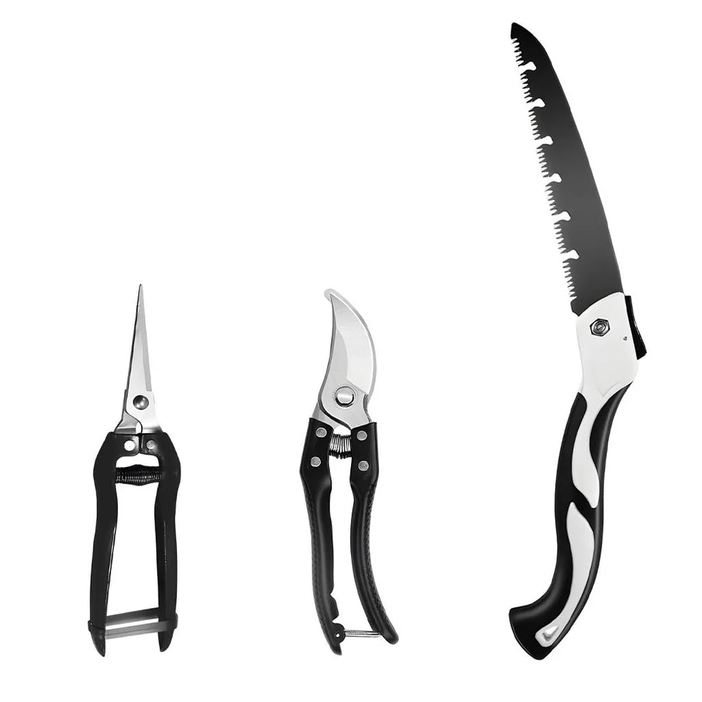 AGT 3-Piece Gardening Tool Set with Pruner, Harvest Scissors & Folding Saw