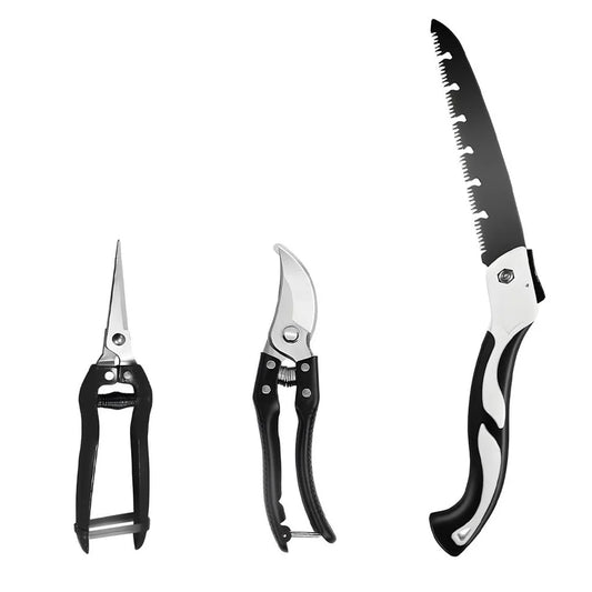 AGT 3-Piece Gardening Tool Set with Pruner, Harvest Scissors & Folding Saw