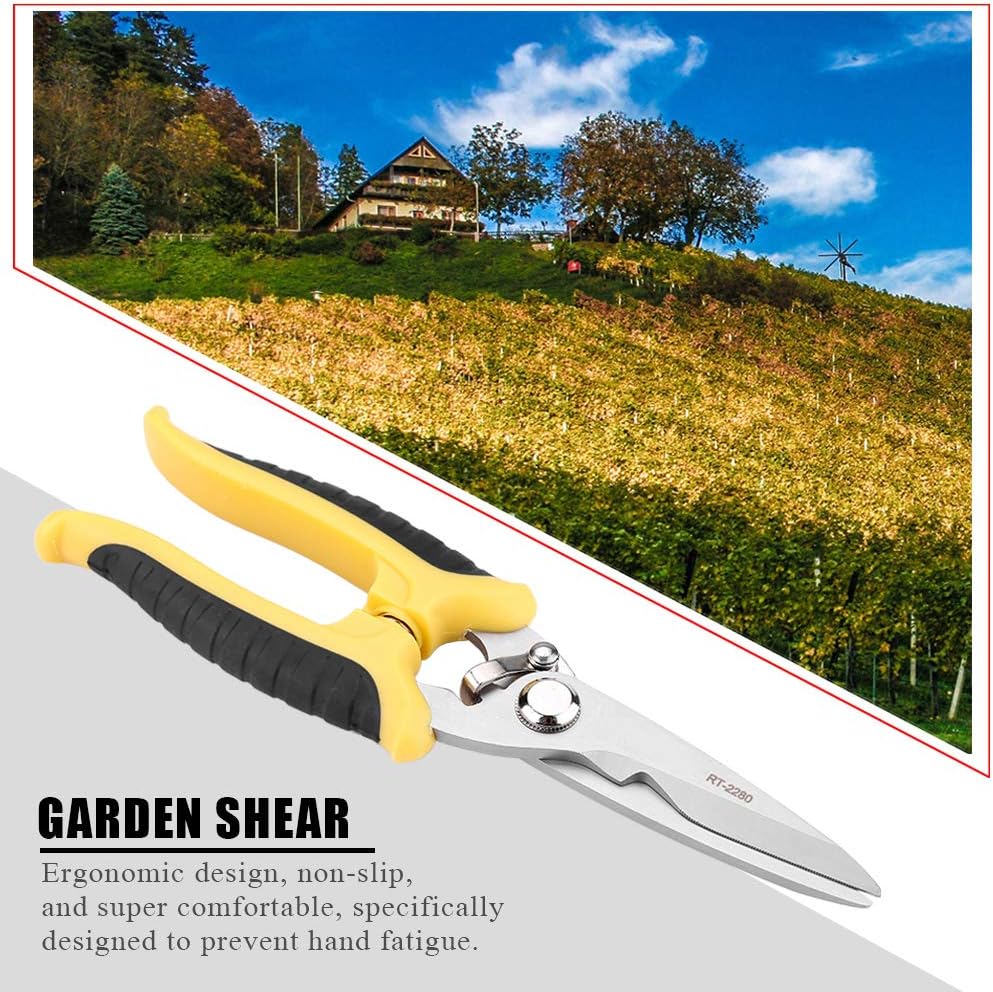 AGT Professional Stainless Steel Garden Pruning Shears with Ergonomic Grip