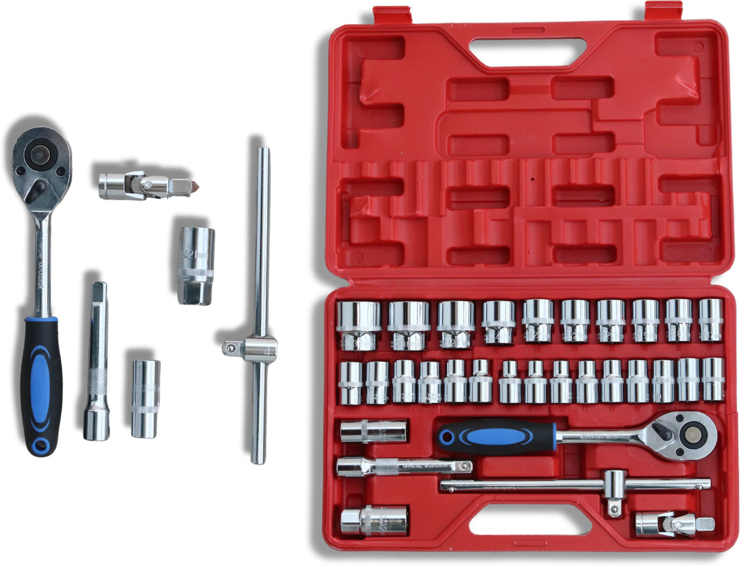 32-Piece Heavy Duty Socket & Ratchet Wrench Set with Carry Case